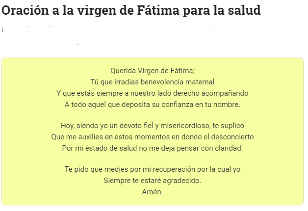 Oración a la Virgen de Fátima, esbiblia
