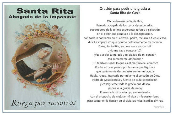 Oración a Santa Rita, esbiblia